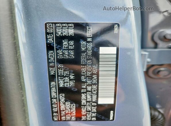 YV4L12RN7P1340753 2023 VOLVO XC60 Blue Vista de la etiqueta del VIN