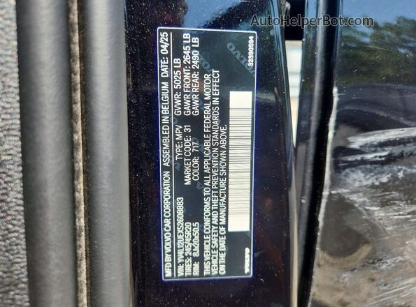 YV4L12UEXS2608883 2025 VOLVO XC40 Black Widok naklejki z numerem VIN