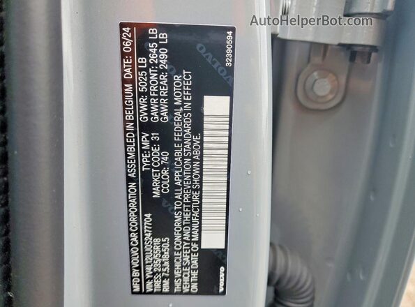 YV4L12UJ0S2477704 2025 VOLVO XC40 Gray Widok komory silnika