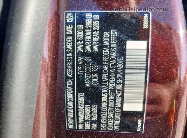 YV4M12JB4S1358772 2025 VOLVO XC90 Brown Vista de la etiqueta del VIN