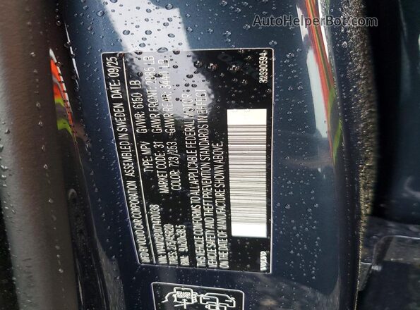 YV4M12PJXT1470038 2026 VOLVO XC90 Blue Vista de la etiqueta del VIN