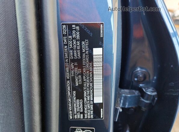 YV4M12RC2T1471456 2026 VOLVO XC60 Gray VIN კოდის სტიკერის ხედი