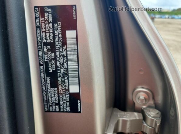YV4M12RC9S1073966 2025 VOLVO XC60 Beige Widok naklejki z numerem VIN