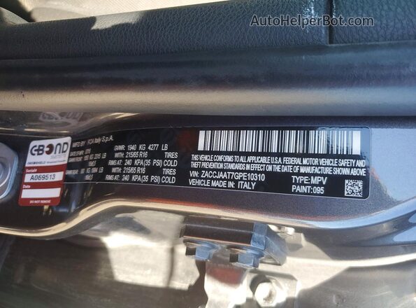 ZACCJAAT7GPE10310 2016 JEEP RENEGADE Gray Շարժիչի բաժամունքի տեսք
