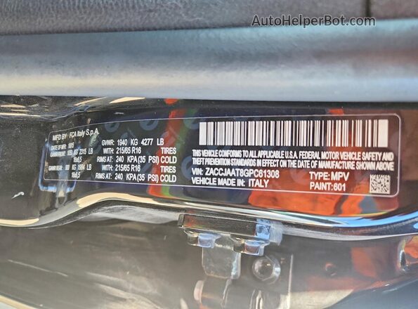 ZACCJAAT8GPC61308 2016 JEEP RENEGADE Black ძრავის განყოფილების ხედი