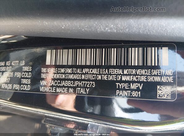 ZACCJABB2JPH77273 2018 JEEP RENEGADE Black Engine compartment view