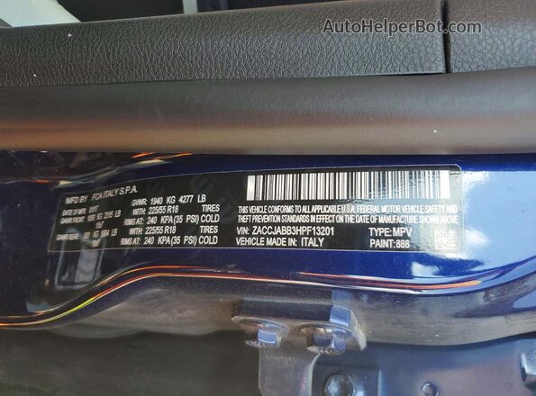 ZACCJABB3HPF13201 2017 JEEP RENEGADE Blue Engine compartment view