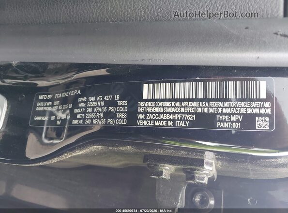ZACCJABB4HPF77621 2017 JEEP RENEGADE Black Widok komory silnika