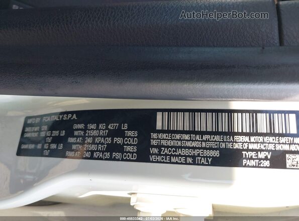 ZACCJABB5HPE88866 2017 JEEP RENEGADE White ძრავის განყოფილების ხედი