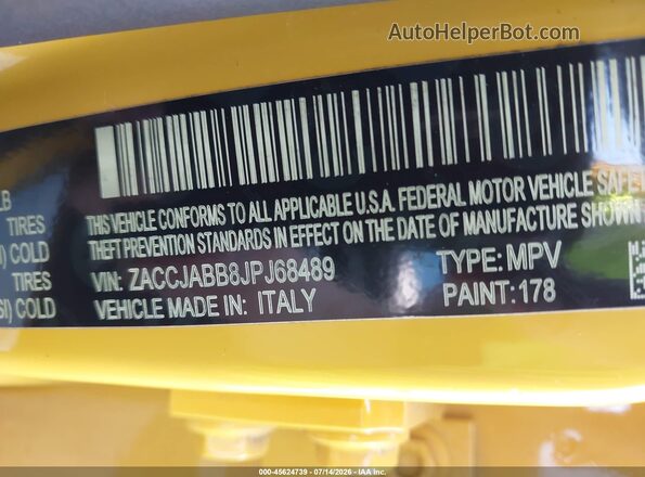 ZACCJABB8JPJ68489 2018 JEEP RENEGADE Желтый Вид подкапотного пространства