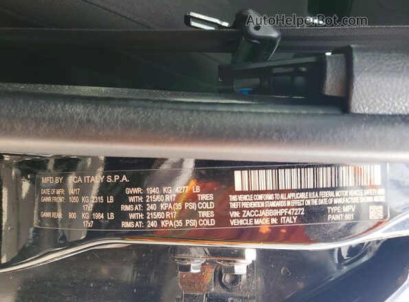 ZACCJABB9HPF47272 2017 JEEP RENEGADE Black VIN კოდის სტიკერის ხედი