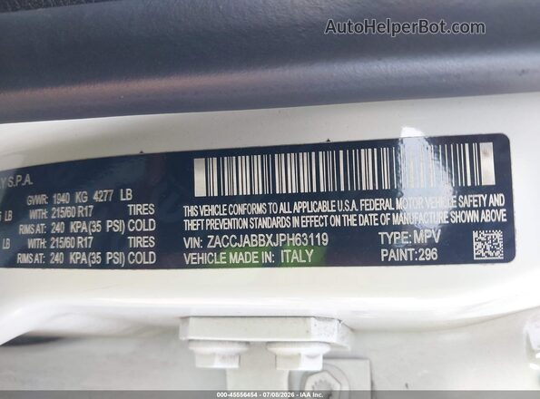 ZACCJABBXJPH63119 2018 JEEP RENEGADE White Շարժիչի բաժամունքի տեսք