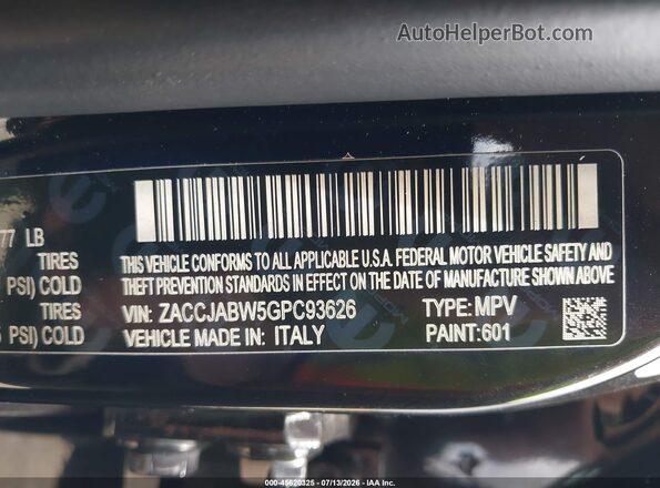 ZACCJABW5GPC93626 2016 JEEP RENEGADE Black Շարժիչի բաժամունքի տեսք