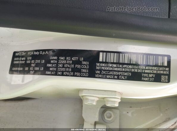ZACCJADB5HPE54679 2017 JEEP RENEGADE White Widok komory silnika