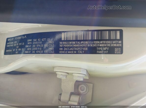 ZACCJADT8GPD71836 2016 JEEP RENEGADE White Widok komory silnika