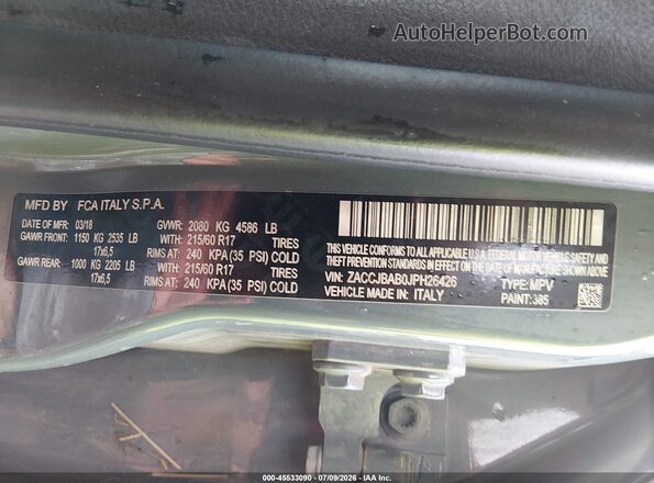 ZACCJBAB0JPH26426 2018 JEEP RENEGADE Blue Widok komory silnika