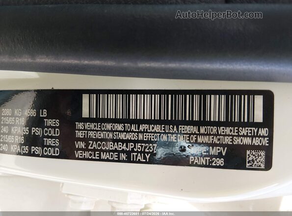 ZACCJBAB4JPJ57237 2018 JEEP RENEGADE White Engine compartment view