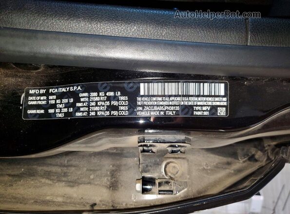 ZACCJBAB5JPH38135 2018 JEEP RENEGADE Black Vista de la etiqueta del VIN