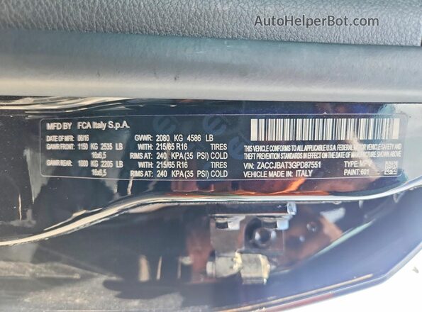 ZACCJBAT3GPD87551 2016 JEEP RENEGADE Black Շարժիչի բաժամունքի տեսք