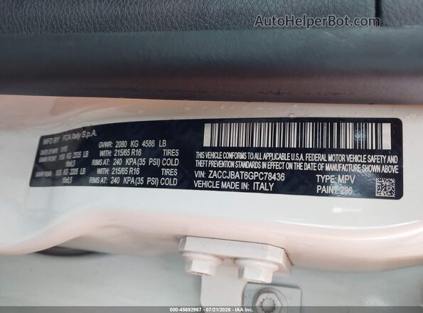 ZACCJBAT6GPC78436 2016 JEEP RENEGADE White Widok komory silnika