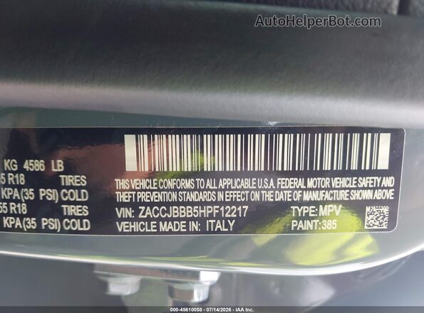 ZACCJBBB5HPF12217 2017 JEEP RENEGADE Gray Widok komory silnika