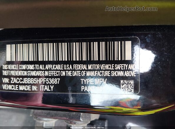 ZACCJBBB5HPF53687 2017 JEEP RENEGADE Черный Вид подкапотного пространства