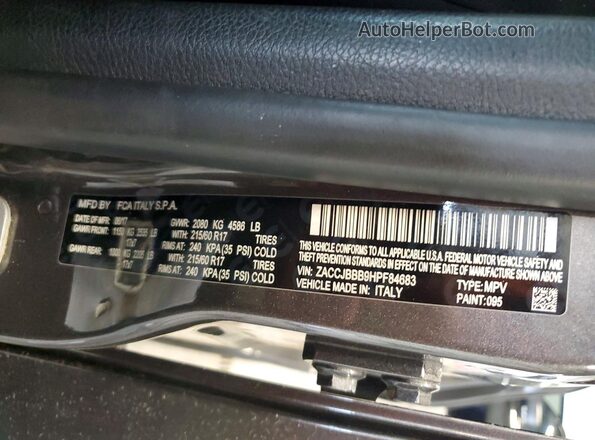 ZACCJBBB9HPF84683 2017 JEEP RENEGADE Gray 360 interior view