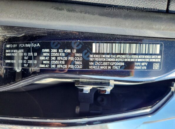 ZACCJBBT1GPD04584 2016 JEEP RENEGADE Black Շարժիչի բաժամունքի տեսք