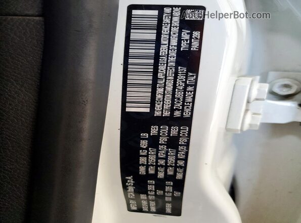 ZACCJBBT4GPD91137 2016 JEEP RENEGADE White Widok naklejki z numerem VIN