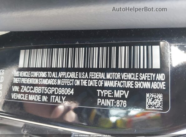 ZACCJBBT5GPD98064 2016 JEEP RENEGADE Black Widok komory silnika