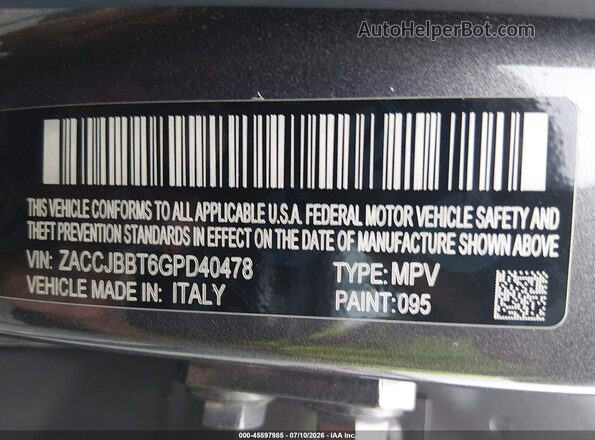 ZACCJBBT6GPD40478 2016 JEEP RENEGADE Gray Շարժիչի բաժամունքի տեսք