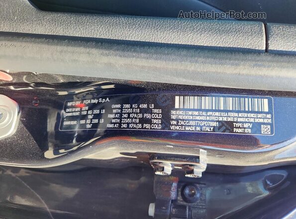 ZACCJBBT7GPD78981 2016 JEEP RENEGADE Black Widok naklejki z numerem VIN
