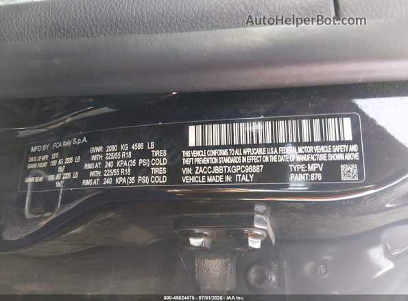 ZACCJBBTXGPC96887 2016 JEEP RENEGADE Black Vista del compartimento del motor