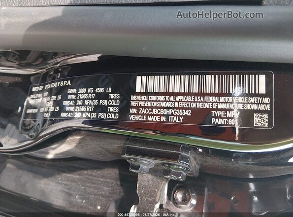 ZACCJBCB0HPG35342 2017 JEEP RENEGADE Black Շարժիչի բաժամունքի տեսք