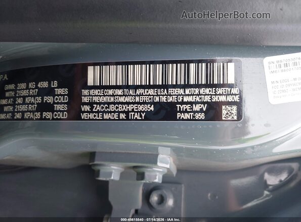 ZACCJBCBXHPE96854 2017 JEEP RENEGADE Blue Вид підкапотного простору