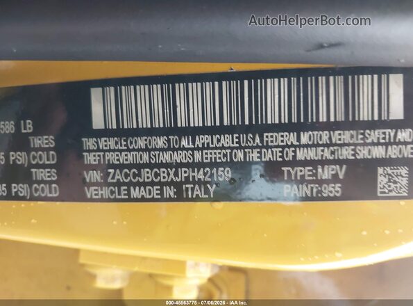 ZACCJBCBXJPH42159 2018 JEEP RENEGADE Yellow Widok komory silnika