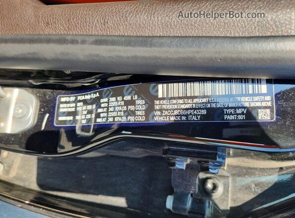 ZACCJBDB6HPE43289 2017 JEEP RENEGADE Black VIN կոդի պիտակի տեսք