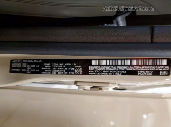 ZACCJBDT1GPC61362 2016 JEEP RENEGADE Tan Вид наклейки з VIN-кодом
