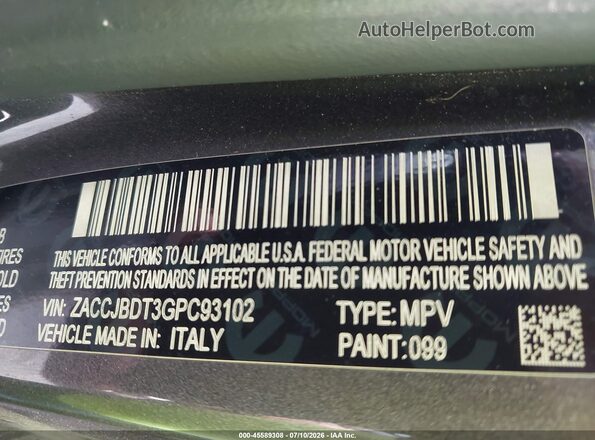 ZACCJBDT3GPC93102 2016 JEEP RENEGADE Gray Вид підкапотного простору