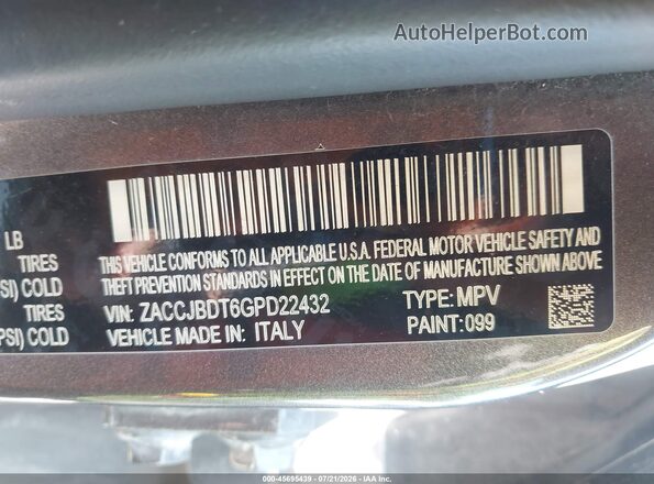 ZACCJBDT6GPD22432 2016 JEEP RENEGADE Серый Вид подкапотного пространства