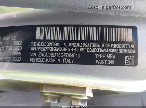 ZACCJBDT8GPD04613 2016 JEEP RENEGADE Silver Vista del compartimento del motor
