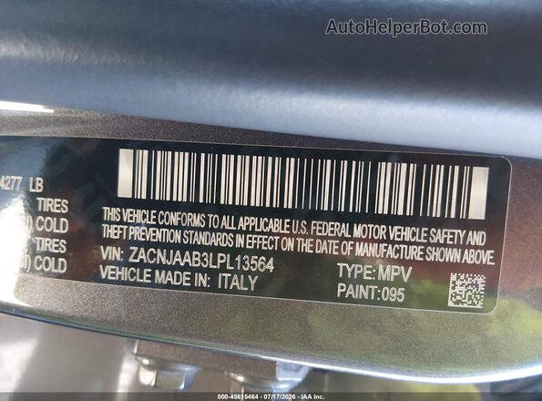 ZACNJAAB3LPL13564 2020 JEEP RENEGADE Gray Շարժիչի բաժամունքի տեսք