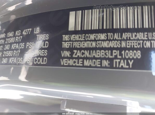 ZACNJABB3LPL10808 2020 JEEP RENEGADE Gray Вид підкапотного простору