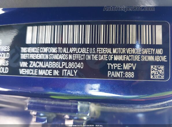 ZACNJABB6LPL86040 2020 JEEP RENEGADE Синий Вид подкапотного пространства