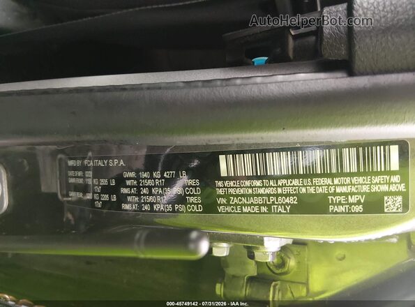 ZACNJABB7LPL60482 2020 JEEP RENEGADE Серый Вид подкапотного пространства