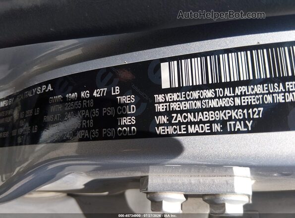 ZACNJABB9KPK61127 2019 JEEP RENEGADE Серебряный Вид подкапотного пространства