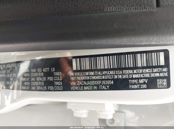 ZACNJABBXKPJ93954 2019 JEEP RENEGADE White Widok komory silnika