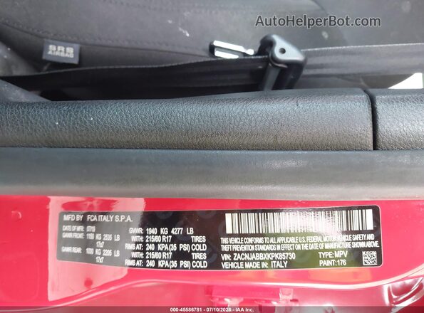 ZACNJABBXKPK85730 2019 JEEP RENEGADE Red Շարժիչի բաժամունքի տեսք