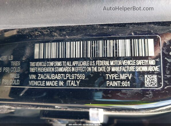ZACNJBAB7LPL97569 2020 JEEP RENEGADE Black ძრავის განყოფილების ხედი