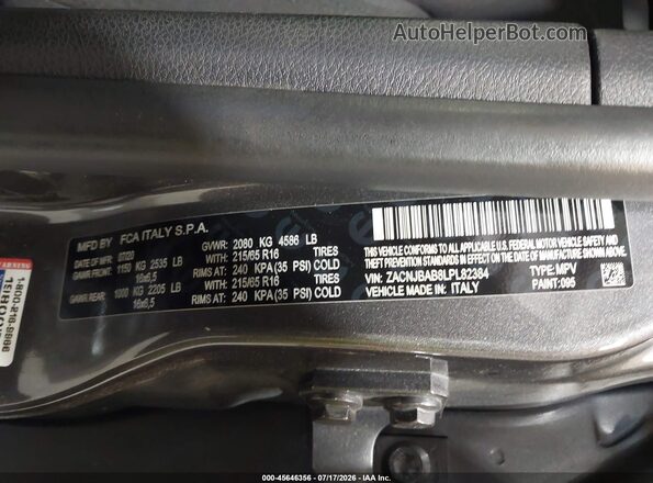 ZACNJBAB8LPL82384 2020 JEEP RENEGADE Gray Engine compartment view